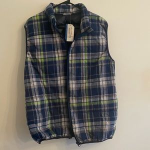 Schiesser Reversible Vest, Size L, Color Blue Plaid